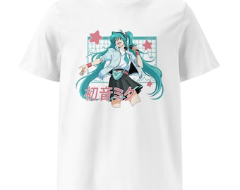 Hatsune miku uniseks overhemd jaren 80 thema