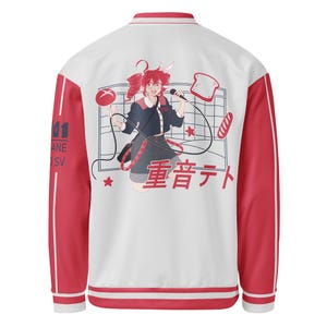 Chaqueta bomber de Kasane Teto con temática de los años 80