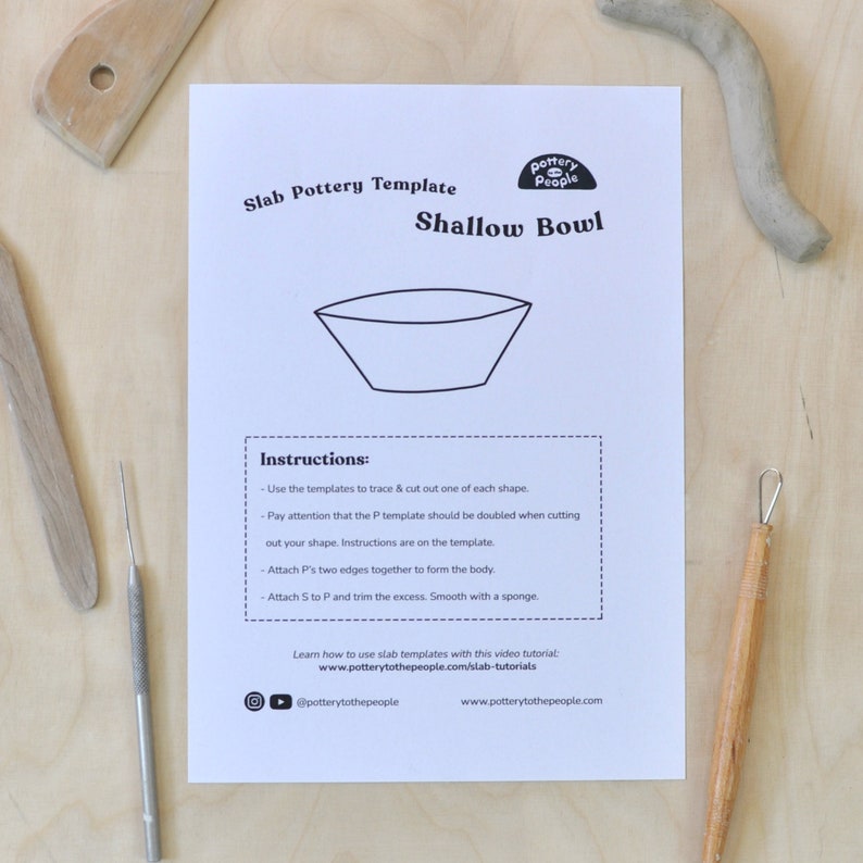 Shallow Bowl Template // Slab Pottery Template // Pottery Etsy
