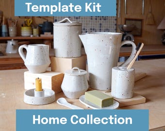 Printable Pottery Template Kit for Slab Building -- Home Collection