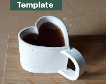 Printable Pottery Template + Video Tutorial -- Heart Mug