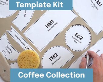 Printable Pottery Template Kit for Slab Building -- Coffee Collection