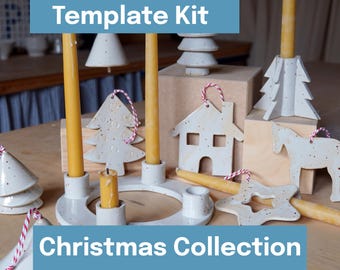 Printable Pottery Template Kit for Slab Building -- Christmas Collection