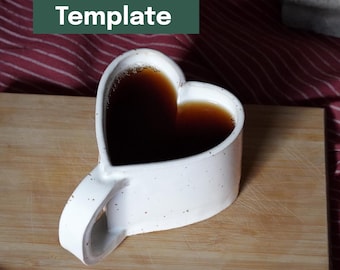 Printable Pottery Template + Video Tutorial -- Heart Mug