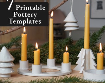 Set of 7 Christmas Pottery Projects // Christmas DIY Pottery Template Kits