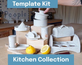 Printable Pottery Template Kit for Slab Building -- Kitchen Collection