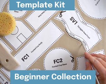 Printable Pottery Template Kit for Slab Building -- Beginner Collection