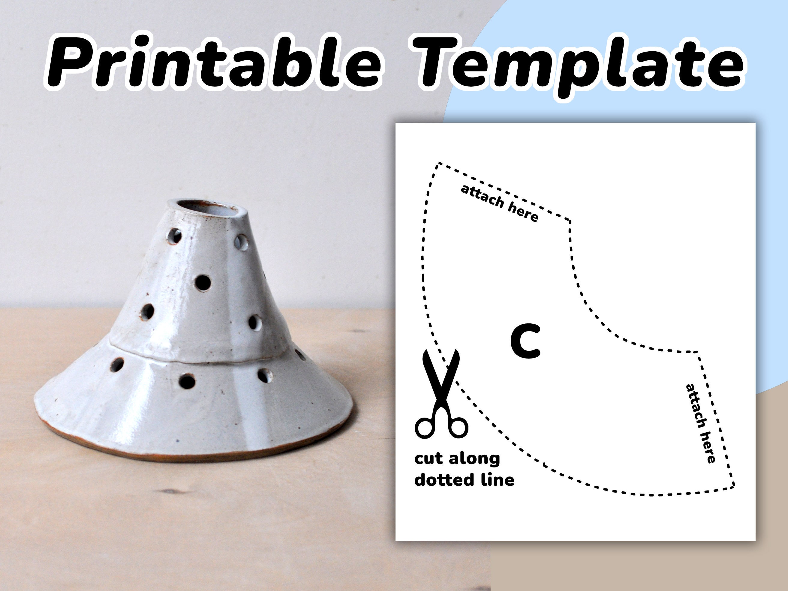 Sheet Metal Layout Cone Flower Frog Template // Slab Pottery Template