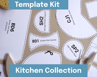 Printable Pottery Template Kit für Slab Gebäude -- Küchenkollektion