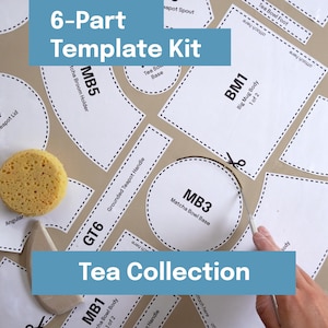 Printable Pottery Template Kit für Platten-Gebäude -- Teekollektion