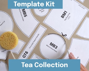 Printable Pottery Template Kit for Slab Building -- Tea Collection