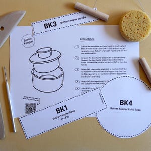 Afdrukbaar aardewerksjabloon + videotutorial -- Butter Keeper afbeelding 2