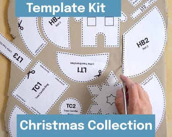 Printable Pottery Template Kit for Slab Building -- Christmas Collection