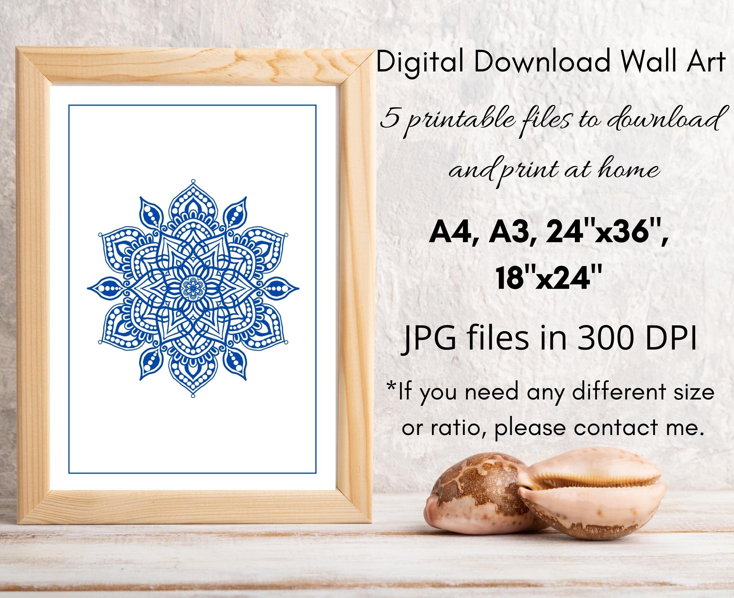 Printable Blue Mandala Wall Art, Instant Download, DIGITAL DOWNLOAD ...