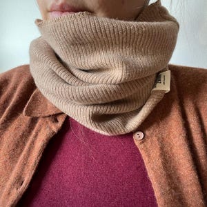 Novo cachecol 100% cashmere tubo upcycling fair cashmere em marrom cachecol cashmere em bege marrom presente perfeito único