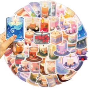 10/50 Pcs Cartoon Art Candle Stickers Aesthetic Stickers Packs