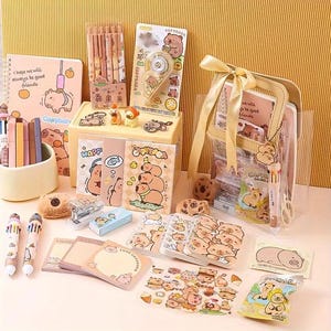 Capybara-Themed 13 and 7pcs Stationery Set, Perfect gift for Christmas, stationary gift bundle