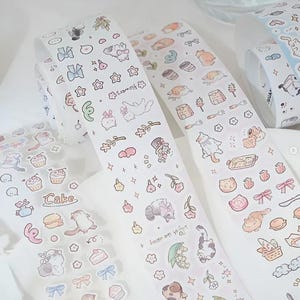 Kawaii Sticker Rolls Food, Dessert and Cat