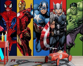 Marvel Heroes Wallpaper, Kids Wallpaper Peel and Stick, Calcomanía de pared de guardería, Fondo de pantalla extraíble para niños, Calcomanía de pared de guardería, Mural para niños