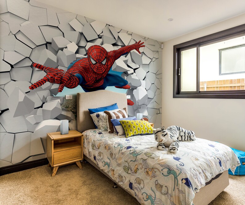Spiderman Wallpaper Kids Wallpaper Peel and Stick Nursery - Etsy