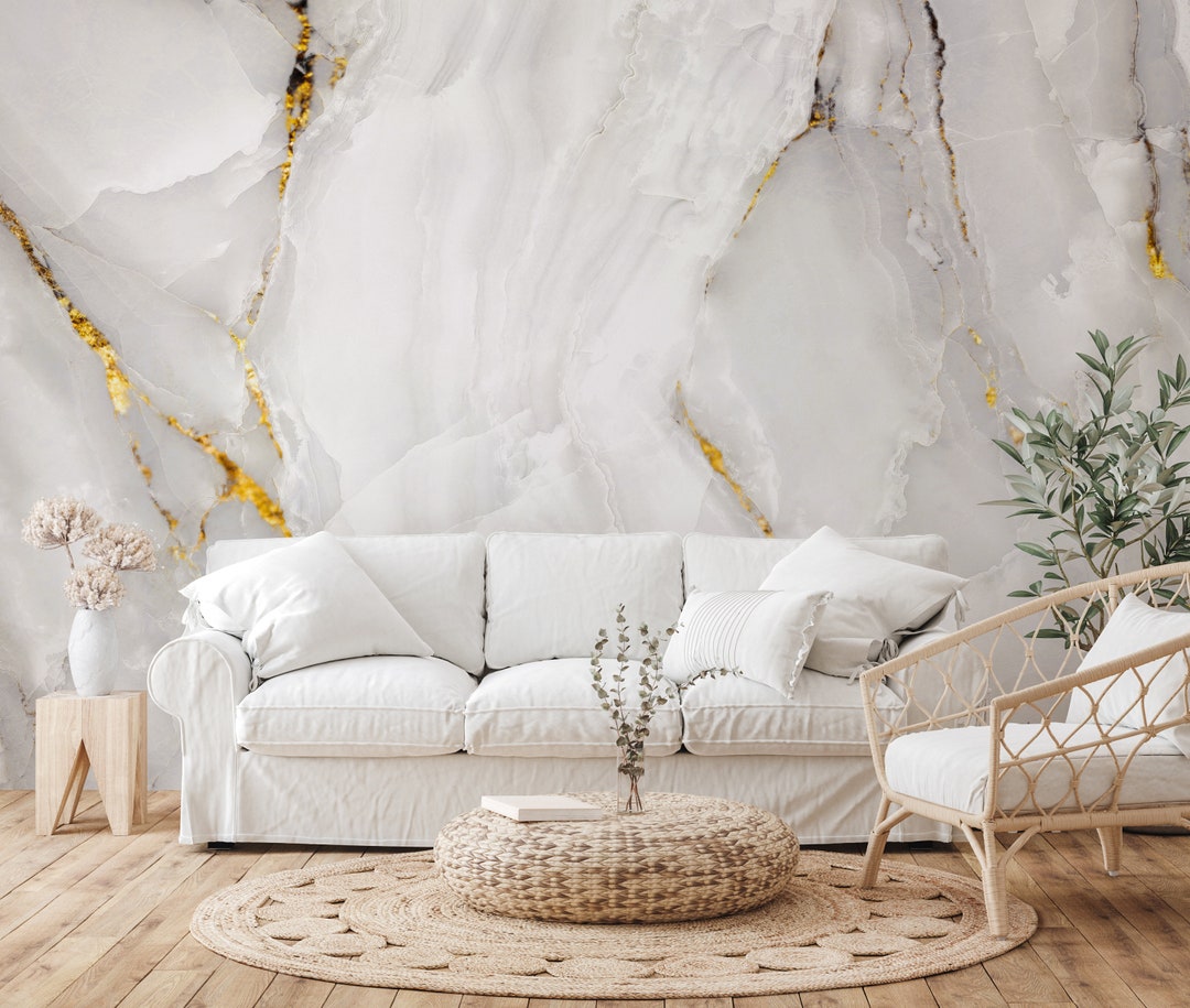 White Marble Mural, Marble Design Wallpaper, Peel and Stick Marble