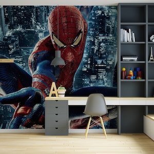 Spiderman Wallpaper, Kids Wallpaper Peel and Stick, Nursery Wall Decal