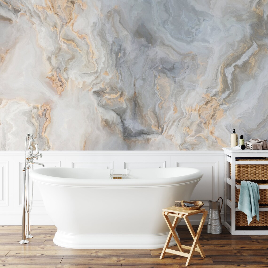 White Marble Wallpaper Peel and Stick Marble Wallpaper Etsy