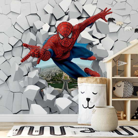 Spiderman Wallpaper Kids Wallpaper Peel and Stick Nursery - Etsy