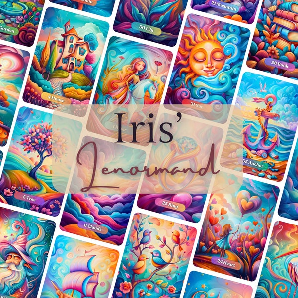 Iris' Lenormand ~ Lenormand cards ~ Lenormand deck ~ Petit Lenormand ~ Colorful Lenormand ~ Oracle deck ~ Oracle cards ~ Divination