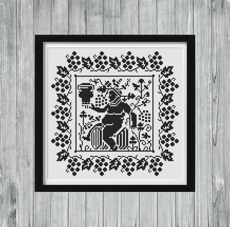 Dionysus Greek Mythology Cross Stitch Sampler, Bacchus Roman Mythology