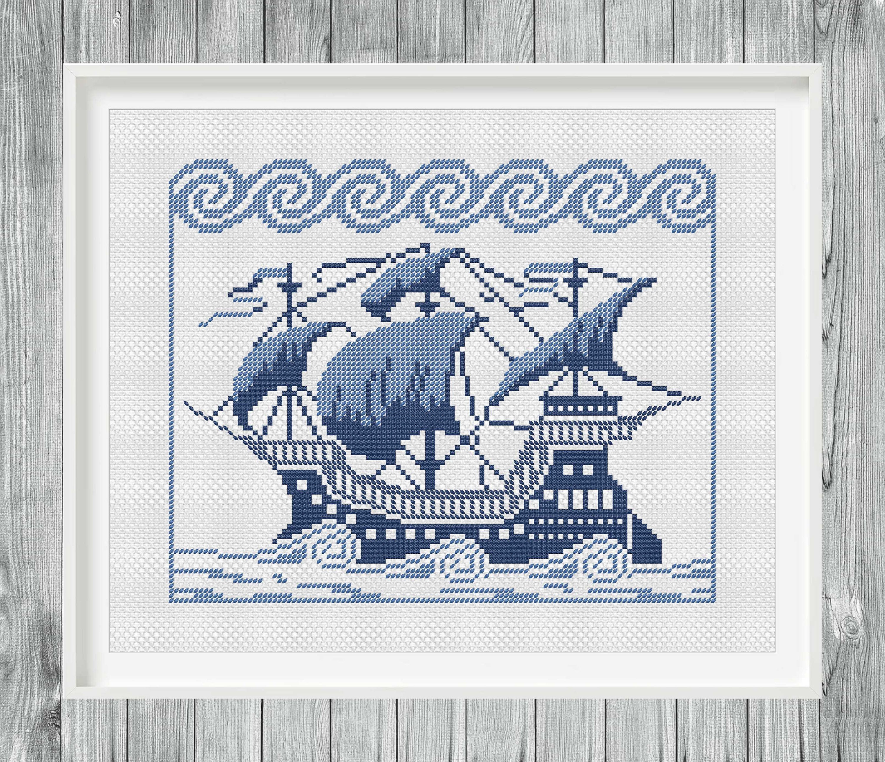 Mini Cross Stitch Embroidery Kit Sailboat
