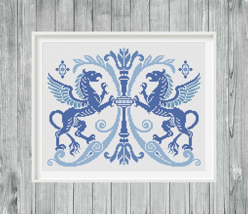 Griffin Cross Stitch Pattern, Antique Gryphon Sampler (PDF Pattern) - Etsy