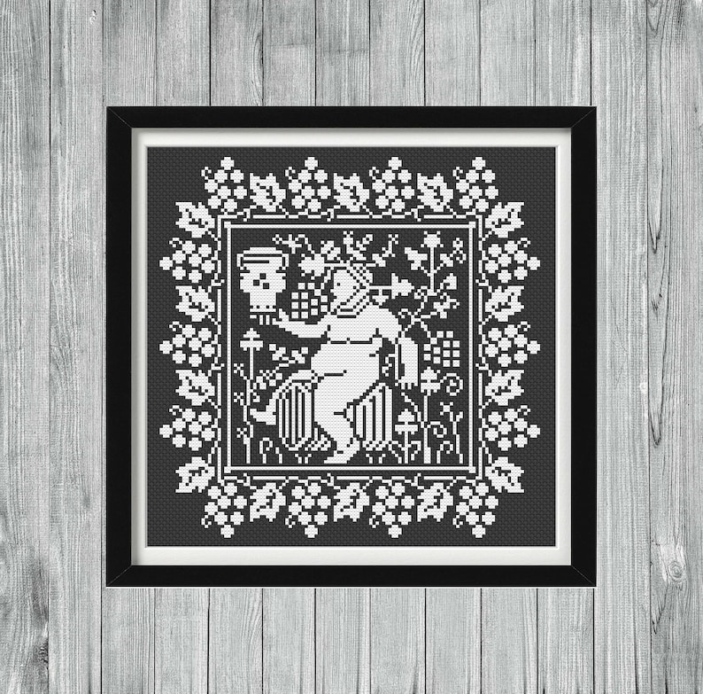Dionysus Greek Mythology Cross Stitch Sampler, Bacchus Roman Mythology