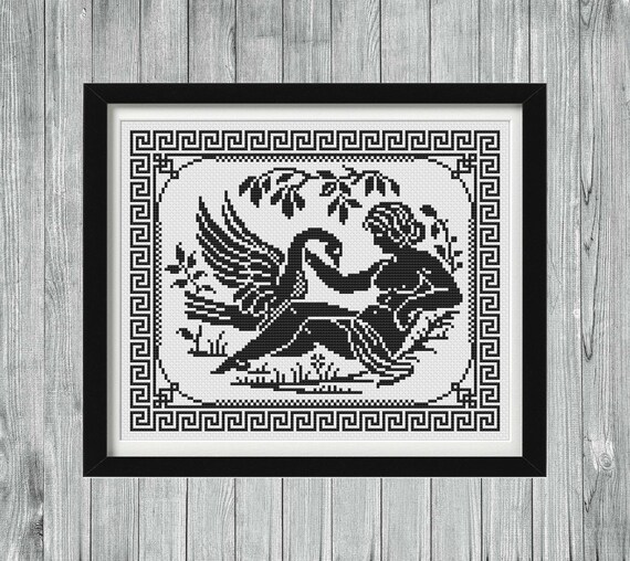Zeus and Leda Cross Stitch Sampler, Greek Mythology (PDF Pattern