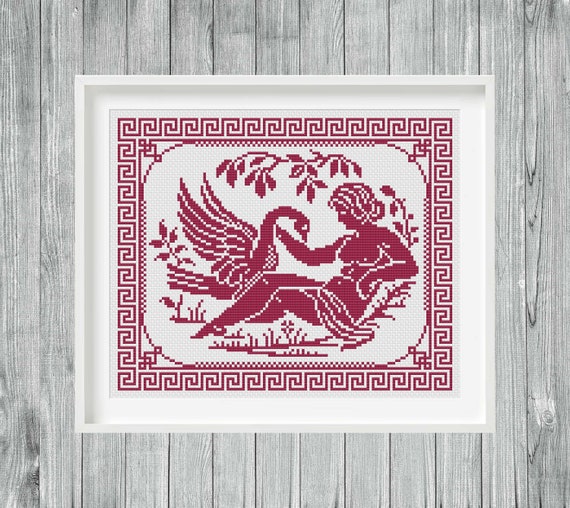Zeus and Leda Cross Stitch Sampler, Greek Mythology (PDF Pattern
