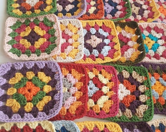 Lot 25 pcs Grandma Square dolly, GrannySquare,.Grandma square blanket,Grandma Square crochet.Grandma Square kit,Grandma Square tricot