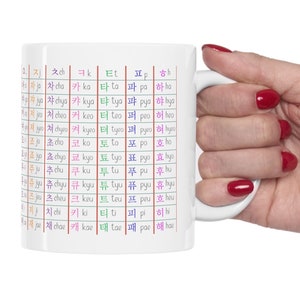 Korean Alphabet Mug, Hangul Mug, Korean Mug, KDrama Lover Coffee Mug, KPop Lover Coffee Cup, Learning Korean, Korean Letter, K Drama Addict