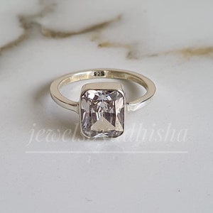 Ring witte topaas-art-deco-ring-handgemaakte ring-april geboortesteen-925 sterlingzilveren ring-topaas ring-verlovingsring-cadeau voor haar-sieraden-ringen