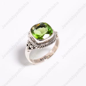 Green Tourmaline Ring, 925 Sterling Silver Ring, Art Deco Statement Ring, Tourmaline Jewelry, Engagement Ring, Women&#39;s Ring, Vintage Rings