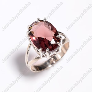 Natural Rhodolite Garnet Ring, Rhodolite Ring, Engagement Ring, 925 Sterling Silver Ring, Handmade Jewelry, January Birthstone Ring jewelry
