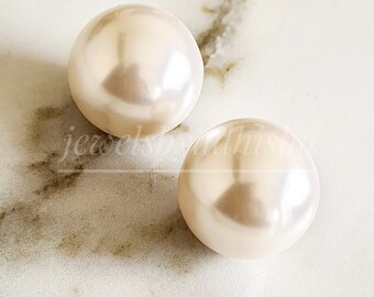 Orecchini A Bottone In Argento 925 Con Perle D'Acqua Dolce Bianche 10 Mm, Ipoallergenici, In Confezione Regalo