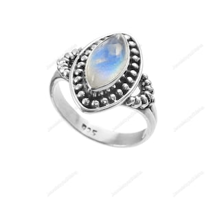 Rainbow Moonstone Ring,925 Sterling Silver Ring, Natural Marquise Ring , Handmade Ring, Moonstone Ring , Blue Flash Ring, Dainty Ring, Gift