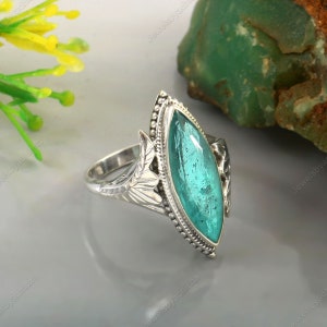 Aquamarine Ring-Natural Aquamarine-Rings-March Birthstone Ring-925 Sterling Silver-Filigree Ring-Art deco Rings-Engagement Ring-women&#39;s ring