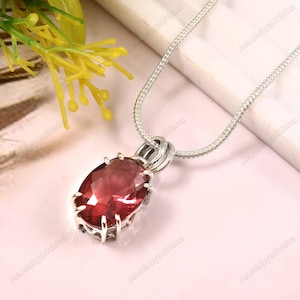 Rhodolite Garnet Necklace, Natural Rhodolite Necklace, Engagement Necklace, 925 Sterling Silver Necklace, Gift for Her, Handmade Jewelry