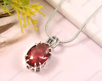 Rhodolith Granat 925 Sterling Silber Halskette Geschenk für Sie handgemachter Schmuck