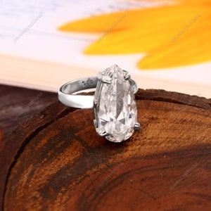 Witte topaas ring-handgemaakte ring-april geboortesteen-925 sterling zilveren ring-damesring-peerring-verlovingsring-cadeau-voorstel ring-topaas