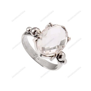 Natural Crystal Quartz Ring- Natural white quartz ring-Handmade Silver Ring-925 Sterling Silver Ring- Crystal  Ring-Promise Ring-Wow gifts