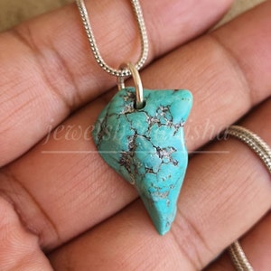 Turquoise Necklace, Natural Raw Gemstone locket, 925 Sterling Silver Pendant,  Handmade Necklace ,FREE CHAIN, Gift for Her,gift for him gift