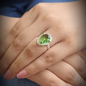 Tsavorite Ring, 925 Sterling Silver Ring, Tsavorite Jewelry, Handmade Jewelry, Art deco Ring ,Tsavorite, Engagement Ring birthstone rings