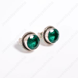 Emerald Earring, Natural Colombian Emerald Women&#39;s Tops, 925 Sterling Silver Earring, Stus Earring, art deco statement girls earrings,Gift